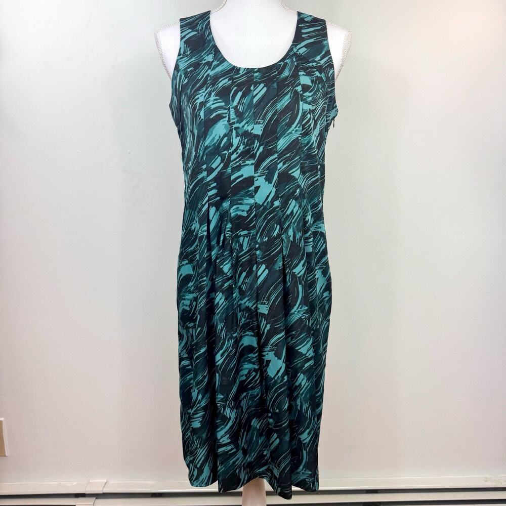 Simply Vera Wang Dress Women's 4 Green Black Flowy Side Zip Pleats Party Holiday